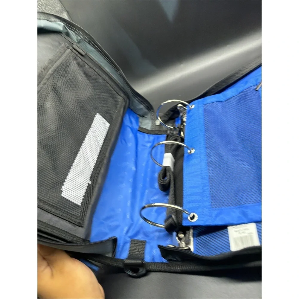 Case•it D-142 Mighty Zip Tab 3-Ring Binder Blue, 5-Color File, Handle, Strap
